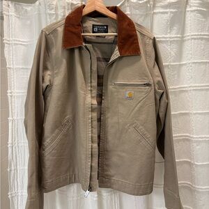 Carhartt Men's Khaki Jacket with Rust Collar